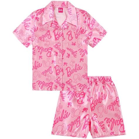 Barbie Conjunto De Pijama Corto De Sat N Para Mujer Y Ni A Pijama De