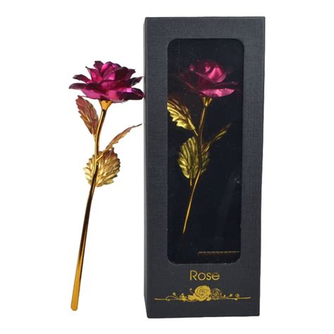 K Gold Gilded Rose Gold Leaf Artificial Rose Flower With Gift Box Is