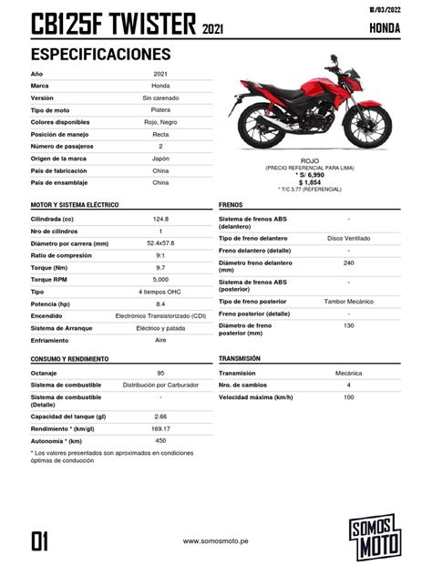 Ficha Tecnica Motocicleta