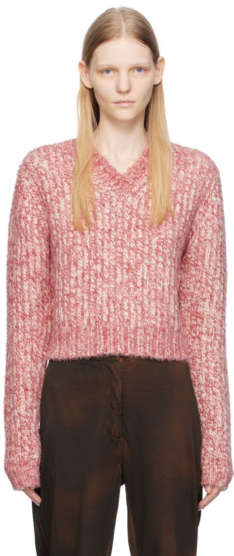 Acne Studios Pink V Neck Sweater SSENSE