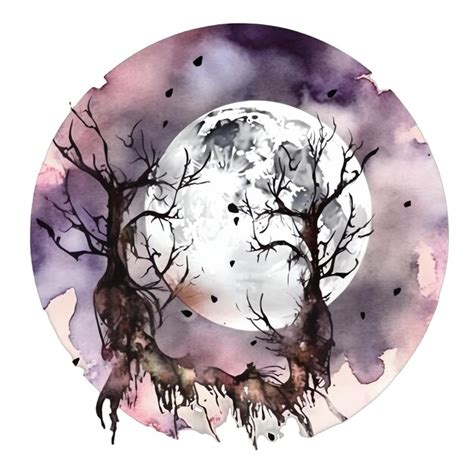 Premium AI Image | Gothic moon watercolor illustration