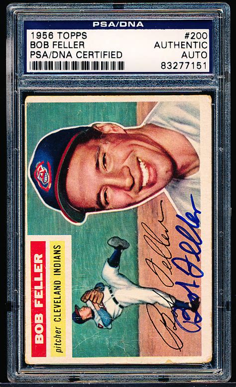 Lot Detail Autographed 1956 Topps Baseball 200 Bob Feller