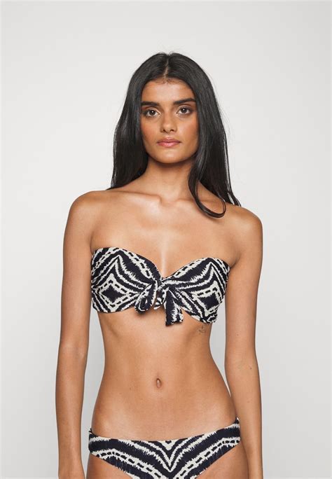 Seafolly Zanzibar Twist Tie Front Bandeau Bikini Top Black Schwarz