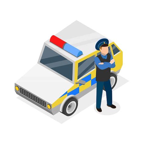 Premium Vector D Isometric Flat Vector Illustration Of Police Patrol