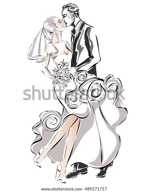 Wedding Couple Happy Bride Groom Vector Stock Vector Royalty Free