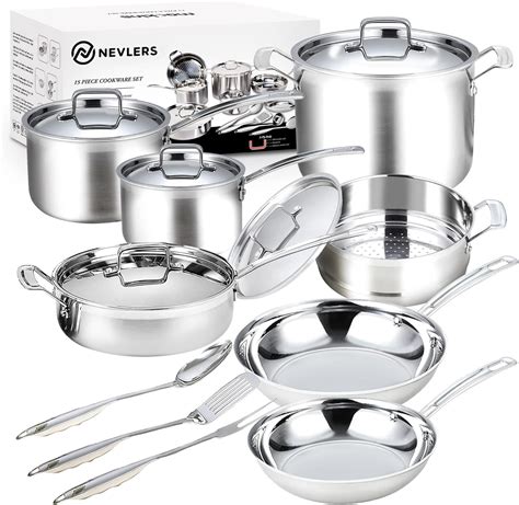 Amazon Nevlers Pcs Stainless Steel Cookware Sets Try Ply