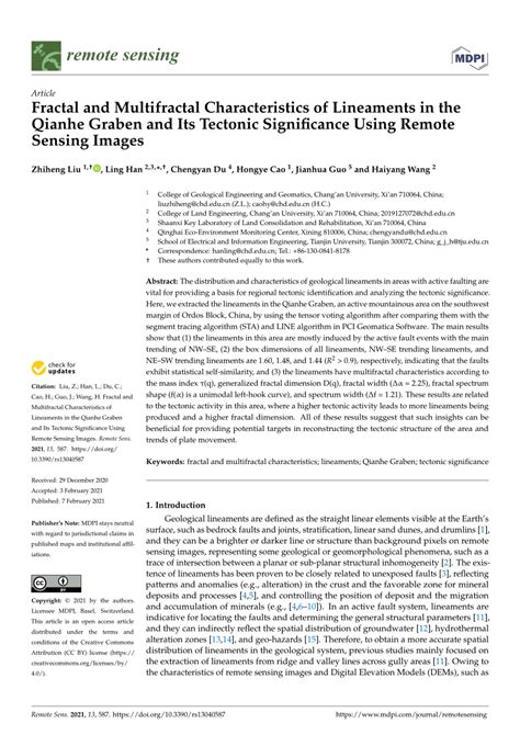Pdf Fractal And Multifractal Characteristics Of Lineaments In The