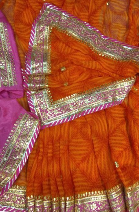 Are You Looking Red And Orange Gota Patti Work Georgette Saree On