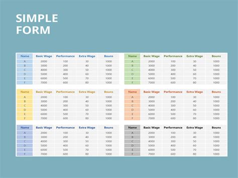 EXCEL of Six Pieces Wage Forms.xlsx | WPS Free Templates