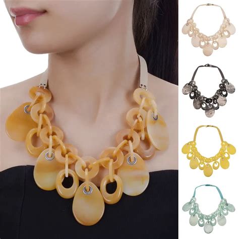 Jerolli Statement Necklaces Chunky Big Chain Resin Choker Flower