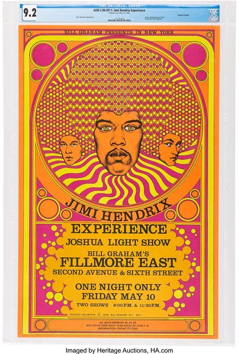 Jimi Hendrix Fillmore East Concert Poster Aor 290 Cgc 92 Bill Lot 89150 Heritage Auctions