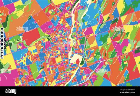 Colorful Vector Map Of Peterborough Ontario Canada Art Map Template