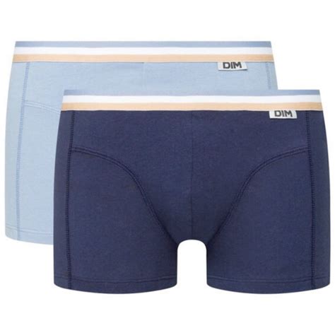 Dim Lot De Boxers Homme Coton Ecodim Colors Bleu Denim Artic