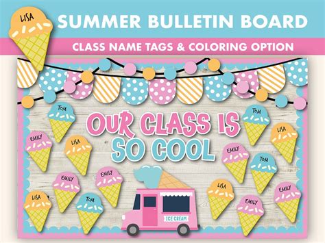 Ice Cream Bulletin Board Kit Summer Bulletin Boards Digital May Bulletin Board Printable Summer ...