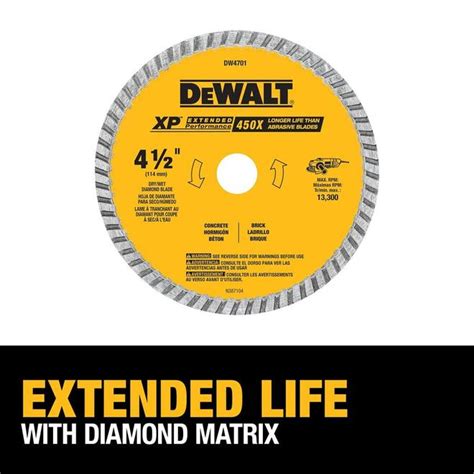 DEWALT XP 4 1 2 In Diamond Grit Turbo Blade DW4701 RONA