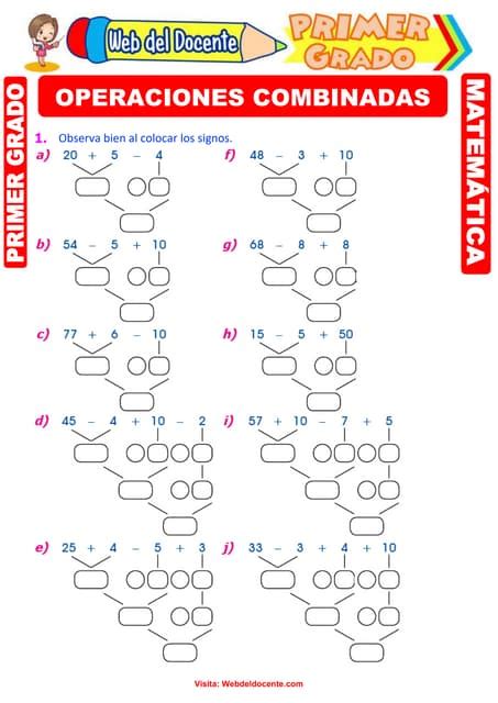 Operaciones Combinadas De Suma Y Resta Para Primer Grado De Primariadoc