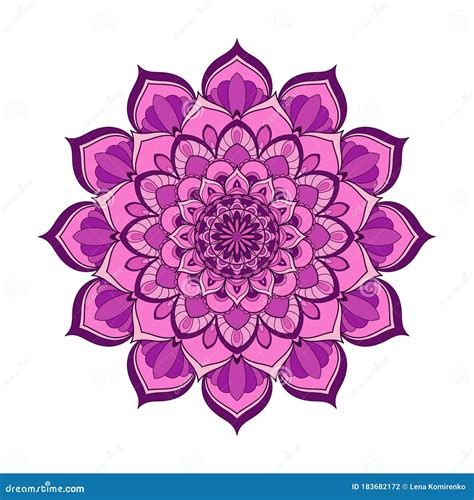 Pink And Purple Round Mandala Isolated On White Background Stock Vector