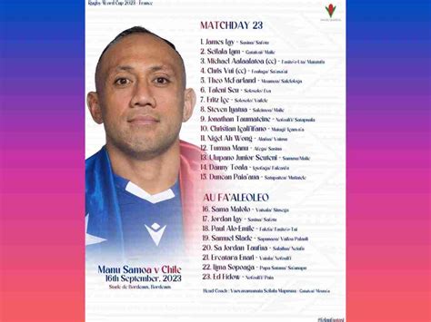 Lealiifano Starts At 10 As Mapusua Names Manu Samoa Squad To Face