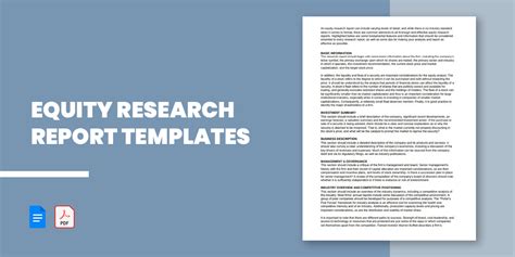 12 Equity Research Report Templates In Pdf Ms Word Xls