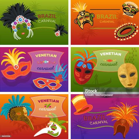 Karnaval Italia Dan Brasil Spanduk Web Topeng Perayaan Meriah Carnaval