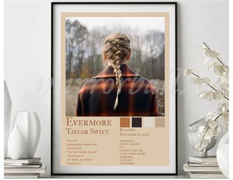 Evermore Album Cover Poster Track List Aesthetic Trendy Music Wall ...