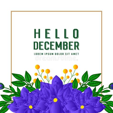 Text Hello December With Style Ornate Of Pink Flower Frame Vector