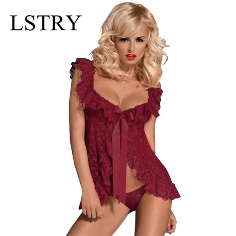 Nova Sexy Mulher Renda Lingerie Sexy Vestido Frente Aberto Noite