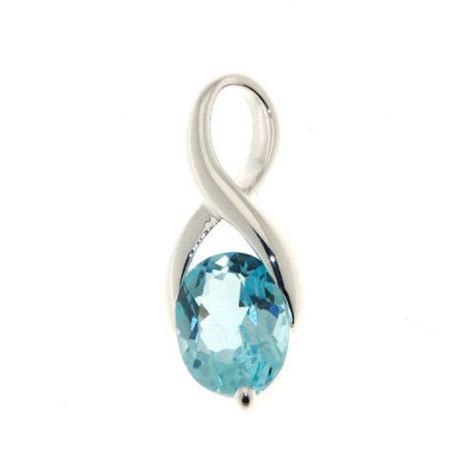 Pendentif Argent Topaze Bleue Trait E Ref