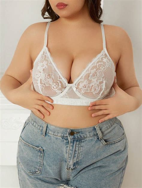 SHEIN Plus Size Lace See Through Bra Lingerie SHEIN USA