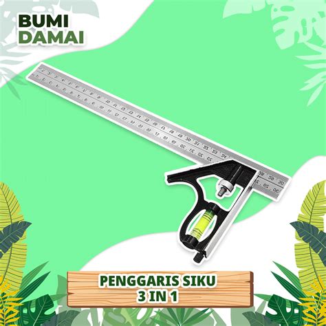 Bumi Damai Penggaris Siku Waterpass Cm Bangunan Stainless Steel