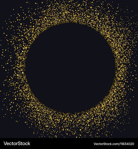 Gold sparkles on black background circle Vector Image