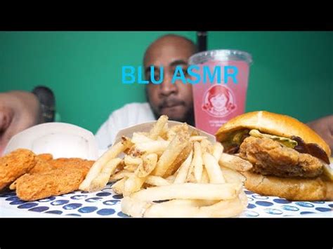 ASMR TRYING WENDYS NEW HOT HONEY CHICKEN SANDWICH BLU ASMR