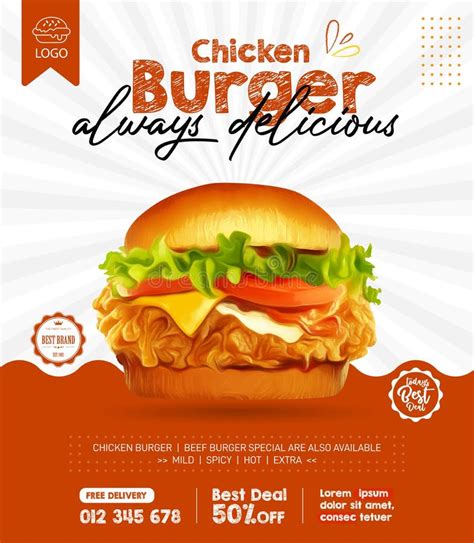 Delicious Fried Chicken Burger Ads In 3d Illustration Stock Vector Illustration Of Eating