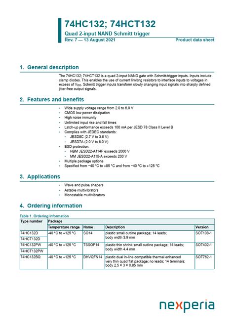 74HC132 Datasheet Pdf NXP