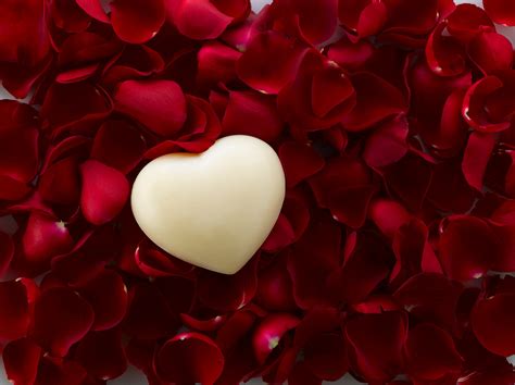 Fondos de Pantalla Coraz Rojo Pétalo el Día de San Valentín Amor