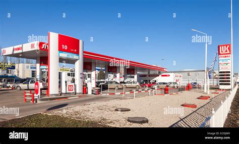 Lukoil gas station. Lukoil is Russia's second largest oil company Stock ...