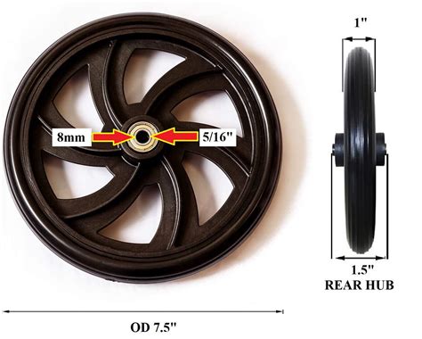 Healthline Wheels Rear For Walker Rollator 75 Inch Black Pair Ebay