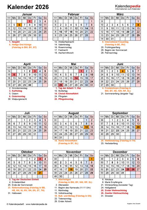 Kalender 2026 Zum Ausdrucken In Excel 19 Vorlagen Kostenlos