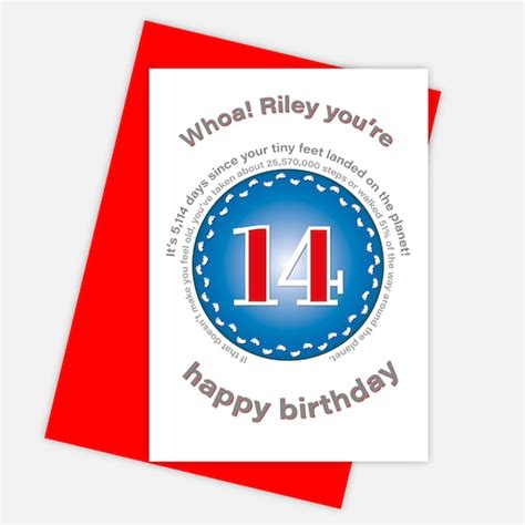 Funny 14th Birthday Card For Boy For Girl Unique Edit Name 14 Etsy