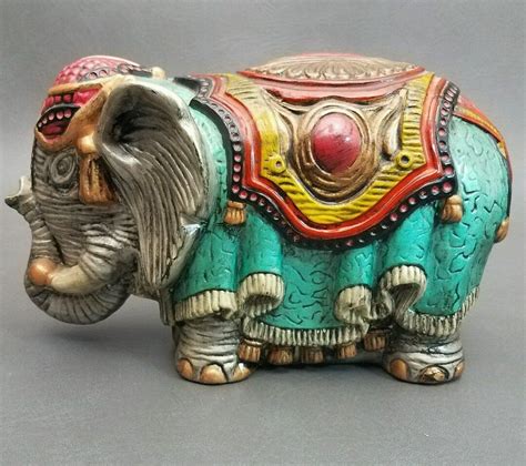 Vintage Arnels Pottery Ceramic Elephant Hand Painted