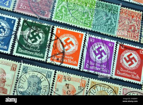 Postage Stamps Printed By Germany That Shows Reich Stamps Circa