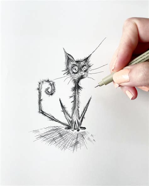 Anxiety Cat Illustration - pen and ink drawing :: Behance