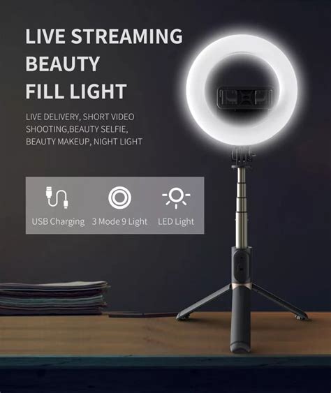 Manufacture L07 Selfie Stick With Led Ring Light 360 Rotation With