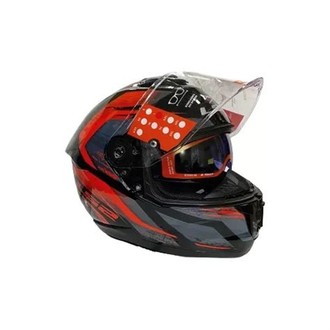 Casco Integral Ls Ff Fury Negro Mate Rojo Con Lentes Cuotas Sin