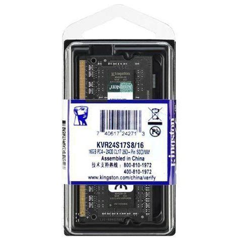 Memoria 16Gb Notebook Kingston Ddr4 2400Mhz Kvr24S17S8 16 Memória RAM