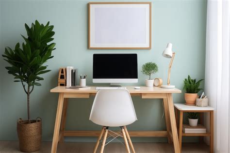 Premium AI Image | A Photo of a minimalist computer desk setup with a ...