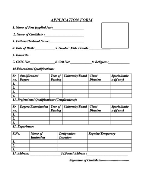 Application Form Pdf