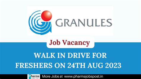 Granules India Ltd Walk In Drive For Freshers On Th Aug Pharma