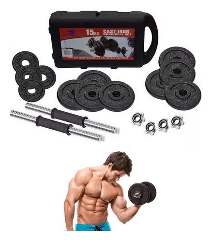 Kit De Pesas Con Maleta Set Barra Mancuernas De Discos Gym Env O Gratis