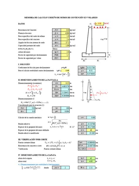 Diseño Y Memoria De Calculo Estructural De Muro De Contencion Descargar Gratis Pdf